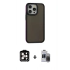 MARSİLYAN™- iPhone 15 Pro Max Kılıf Eksen Işık - Siyah Vanessa Magic Hayalet Cam + PVD Metal Kamera Lens - TU