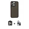 MARSİLYAN™- iPhone 15 Pro Max Kılıf Eksen Işık - Siyah Vanessa Magic Hayalet Cam + PVD Metal Kamera Lens - TU