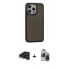 MARSİLYAN™- iPhone 15 Pro Max Kılıf Eksen Işık - Siyah Vanessa Magic Hayalet Cam + Raze Metal Kamera Lens - TMGI