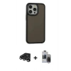 MARSİLYAN™- iPhone 15 Pro Max Kılıf Eksen Işık - Siyah Vanessa Magic Hayalet Cam + Raze Metal Kamera Lens - TMGI