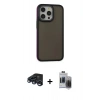 MARSİLYAN™- iPhone 15 Pro Max Kılıf Eksen Işık - Siyah Vanessa Magic Hayalet Cam + Raze Metal Kamera Lens - LT