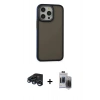 MARSİLYAN™- iPhone 15 Pro Max Kılıf Eksen Işık - Siyah Vanessa Magic Hayalet Cam + Raze Metal Kamera Lens - LT