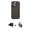 MARSİLYAN™- iPhone 15 Pro Max Kılıf Eksen Işık - Siyah Vanessa Magic Hayalet Cam + Raze Metal Kamera Lens - SH