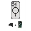 MARSİLYAN™- iPhone 15 Pro Max Kılıf Eksen Klasik Koleksiyonu - Şeffaf 360 Full Body Arka Koruyucu + Raze Metal Kamera Lens - SH