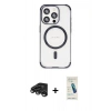 MARSİLYAN™- iPhone 15 Pro Max Kılıf Eksen Klasik Koleksiyonu - Şeffaf Pasifik Cam Ekran Koruyucu + Raze Metal Kamera Lens - TMGI