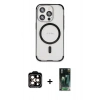 MARSİLYAN™- iPhone 15 Pro Max Kılıf Eksen Klasik Koleksiyonu - Siyah 360 Mat Full Body Arka Koruyucu + PVD Metal Kamera Lens - TU