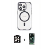 MARSİLYAN™- iPhone 15 Pro Max Kılıf Eksen Klasik Koleksiyonu - Siyah 360 Mat Full Body Arka Koruyucu + PVD Metal Kamera Lens - TU