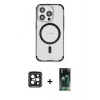 MARSİLYAN™- iPhone 15 Pro Max Kılıf Eksen Klasik Koleksiyonu - Siyah 360 Mat Full Body Arka Koruyucu + Siyah PVD Metal Kamera Lens