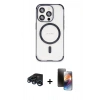 MARSİLYAN™- iPhone 15 Pro Max Kılıf Eksen Klasik Koleksiyonu - Siyah 3D Antistatik Mat Seramik Nano Ekran Koruyucu + Raze Metal Kamera Lens - LT