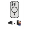 MARSİLYAN™- iPhone 15 Pro Max Kılıf Eksen Klasik Koleksiyonu - Siyah 3D Antistatik Mat Seramik Nano Ekran Koruyucu + Raze Metal Kamera Lens - GS