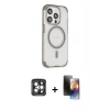 MARSİLYAN™- iPhone 15 Pro Max Kılıf Eksen Klasik Koleksiyonu - Siyah 3D Antistatik Mat Seramik Nano Ekran Koruyucu + PVD Metal Kamera Lens - GI