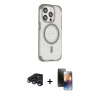 MARSİLYAN™- iPhone 15 Pro Max Kılıf Eksen Klasik Koleksiyonu - Siyah 3D Antistatik Mat Seramik Nano Ekran Koruyucu + Raze Metal Kamera Lens - LT