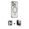 MARSİLYAN™- iPhone 15 Pro Max Kılıf Eksen Klasik Koleksiyonu - Siyah 3D Antistatik Mat Seramik Nano Ekran Koruyucu + PVD Metal Kamera Lens - GS