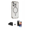 MARSİLYAN™- iPhone 15 Pro Max Kılıf Eksen Klasik Koleksiyonu - Siyah 3D Antistatik Mat Seramik Nano Ekran Koruyucu + Raze Metal Kamera Lens - SH
