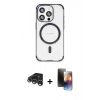 MARSİLYAN™- iPhone 15 Pro Max Kılıf Eksen Klasik Koleksiyonu - Siyah 3D Antistatik Mat Seramik Nano Ekran Koruyucu + Raze Metal Kamera Lens - GS