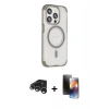 MARSİLYAN™- iPhone 15 Pro Max Kılıf Eksen Klasik Koleksiyonu - Siyah 3D Antistatik Mat Seramik Nano Ekran Koruyucu + Raze Metal Kamera Lens - GS