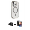 MARSİLYAN™- iPhone 15 Pro Max Kılıf Eksen Klasik Koleksiyonu - Siyah 3D Antistatik Mat Seramik Nano Ekran Koruyucu + Raze Metal Kamera Lens - TMGI