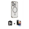 MARSİLYAN™- iPhone 15 Pro Max Kılıf Eksen Klasik Koleksiyonu - Siyah 3D Antistatik Mat Seramik Nano Ekran Koruyucu + PVD Metal Kamera Lens - TU
