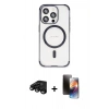 MARSİLYAN™- iPhone 15 Pro Max Kılıf Eksen Klasik Koleksiyonu - Siyah 3D Antistatik Mat Seramik Nano Ekran Koruyucu + Raze Metal Kamera Lens - SH