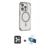 MARSİLYAN™- iPhone 15 Pro Max Kılıf Eksen Klasik Koleksiyonu - Siyah 3D Antistatik Seramik Nano Ekran Koruyucu + PVD Metal Kamera Lens - GI