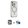 MARSİLYAN™- iPhone 15 Pro Max Kılıf Eksen Klasik Koleksiyonu - Siyah 3D Antistatik Seramik Nano Ekran Koruyucu + PVD Metal Kamera Lens - LT