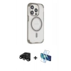 MARSİLYAN™- iPhone 15 Pro Max Kılıf Eksen Klasik Koleksiyonu - Siyah 3D Antistatik Seramik Nano Ekran Koruyucu + Raze Metal Kamera Lens - SH