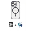 MARSİLYAN™- iPhone 15 Pro Max Kılıf Eksen Klasik Koleksiyonu - Siyah 3D Antistatik Seramik Nano Ekran Koruyucu + PVD Metal Kamera Lens - GS