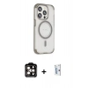 MARSİLYAN™- iPhone 15 Pro Max Kılıf Eksen Klasik Koleksiyonu - Siyah Bilvis 0.18mm Plus Cam Ekran Koruyucu + PVD Metal Kamera Lens - TU