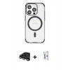 MARSİLYAN™- iPhone 15 Pro Max Kılıf Eksen Klasik Koleksiyonu - Siyah Bilvis 0.18mm Plus Cam Ekran Koruyucu + Raze Metal Kamera Lens - TMGI