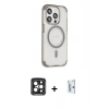 MARSİLYAN™- iPhone 15 Pro Max Kılıf Eksen Klasik Koleksiyonu - Siyah Bilvis 0.18mm Plus Cam Ekran Koruyucu + Siyah PVD Metal Kamera Lens
