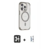 MARSİLYAN™- iPhone 15 Pro Max Kılıf Eksen Klasik Koleksiyonu - Siyah Bilvis 0.18mm Plus Cam Ekran Koruyucu + PVD Metal Kamera Lens - GI