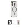 MARSİLYAN™- iPhone 15 Pro Max Kılıf Eksen Klasik Koleksiyonu - Siyah Bilvis 3D Cam Ekran Koruyucu + PVD Metal Kamera Lens - SH