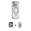 MARSİLYAN™- iPhone 15 Pro Max Kılıf Eksen Klasik Koleksiyonu - Siyah Bilvis 3D Cam Ekran Koruyucu + PVD Metal Kamera Lens - LT