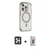 MARSİLYAN™- iPhone 15 Pro Max Kılıf Eksen Klasik Koleksiyonu - Siyah Bilvis 3D Cam Ekran Koruyucu + PVD Metal Kamera Lens - GI