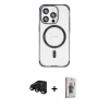 MARSİLYAN™- iPhone 15 Pro Max Kılıf Eksen Klasik Koleksiyonu - Siyah Bilvis 3D Cam Ekran Koruyucu + Raze Metal Kamera Lens - SH