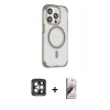 MARSİLYAN™- iPhone 15 Pro Max Kılıf Eksen Klasik Koleksiyonu - Siyah Bilvis 3D Mat Cam Ekran Koruyucu + PVD Metal Kamera Lens - GI