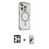 MARSİLYAN™- iPhone 15 Pro Max Kılıf Eksen Klasik Koleksiyonu - Siyah Bilvis 3D Mat Cam Ekran Koruyucu + PVD Metal Kamera Lens - GS