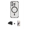 MARSİLYAN™- iPhone 15 Pro Max Kılıf Eksen Klasik Koleksiyonu - Siyah Bilvis 3D Mat Cam Ekran Koruyucu + Raze Metal Kamera Lens - SH