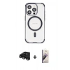 MARSİLYAN™- iPhone 15 Pro Max Kılıf Eksen Klasik Koleksiyonu - Siyah Bilvis 3D Mat Cam Ekran Koruyucu + Raze Metal Kamera Lens - SH