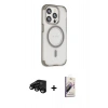 MARSİLYAN™- iPhone 15 Pro Max Kılıf Eksen Klasik Koleksiyonu - Siyah Bilvis 3D Mat Cam Ekran Koruyucu + Raze Metal Kamera Lens - SH