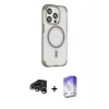 MARSİLYAN™- iPhone 15 Pro Max Kılıf Eksen Klasik Koleksiyonu - Siyah Bilvis 5in1 3D Magic Cam Ekran Koruyucu + Raze Metal Kamera Lens - GS
