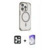 MARSİLYAN™- iPhone 15 Pro Max Kılıf Eksen Klasik Koleksiyonu - Siyah Bilvis 5in1 3D Magic Cam Ekran Koruyucu + PVD Metal Kamera Lens - LT