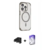 MARSİLYAN™- iPhone 15 Pro Max Kılıf Eksen Klasik Koleksiyonu - Siyah Bilvis 5in1 3D Magic Cam Ekran Koruyucu + Raze Metal Kamera Lens - TMGI