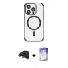 MARSİLYAN™- iPhone 15 Pro Max Kılıf Eksen Klasik Koleksiyonu - Siyah Bilvis 5in1 3D Magic Cam Ekran Koruyucu + Raze Metal Kamera Lens - TMGI