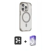 MARSİLYAN™- iPhone 15 Pro Max Kılıf Eksen Klasik Koleksiyonu - Siyah Bilvis 5in1 3D Magic Cam Ekran Koruyucu + PVD Metal Kamera Lens - SH