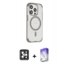 MARSİLYAN™- iPhone 15 Pro Max Kılıf Eksen Klasik Koleksiyonu - Siyah Bilvis 5in1 3D Magic Cam Ekran Koruyucu + PVD Metal Kamera Lens - GI