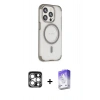 MARSİLYAN™- iPhone 15 Pro Max Kılıf Eksen Klasik Koleksiyonu - Siyah Bilvis 5in1 3D Magic Cam Ekran Koruyucu + PVD Metal Kamera Lens - GS