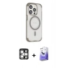 MARSİLYAN™- iPhone 15 Pro Max Kılıf Eksen Klasik Koleksiyonu - Siyah Bilvis 5in1 5D Magic Hayalet Cam Ekran Koruyucu + PVD Metal Kamera Lens - GS