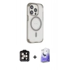 MARSİLYAN™- iPhone 15 Pro Max Kılıf Eksen Klasik Koleksiyonu - Siyah Bilvis 5in1 5D Magic Hayalet Cam Ekran Koruyucu + PVD Metal Kamera Lens - TU