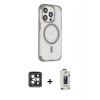 MARSİLYAN™- iPhone 15 Pro Max Kılıf Eksen Klasik Koleksiyonu - Siyah Bilvis Hayalet Cam Ekran Koruyucu + PVD Metal Kamera Lens - GI